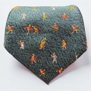 Bulgari Davide Pizzigoni Novelty Print Aqua Teal Silk Tie